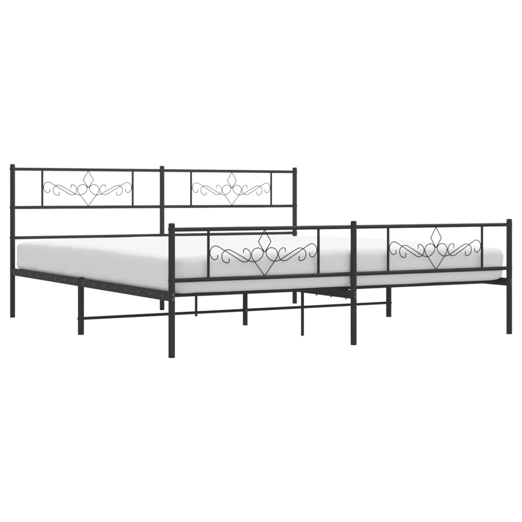 Giroletto con Testiera e Pediera Metallo Nero 200x200 cm