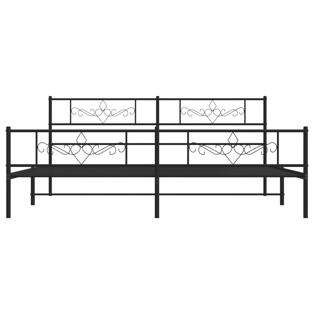 Giroletto con Testiera e Pediera Metallo Nero 200x200 cm | homemem39