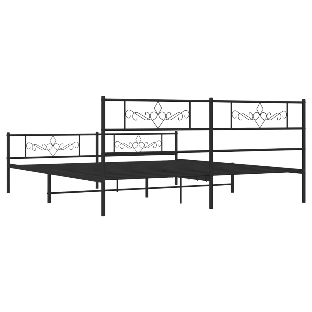 Giroletto con Testiera e Pediera Metallo Nero 200x200 cm