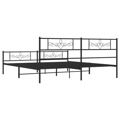 Giroletto con Testiera e Pediera Metallo Nero 200x200 cm