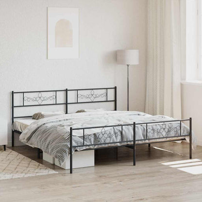 Giroletto con Testiera e Pediera Metallo Nero 200x200 cm