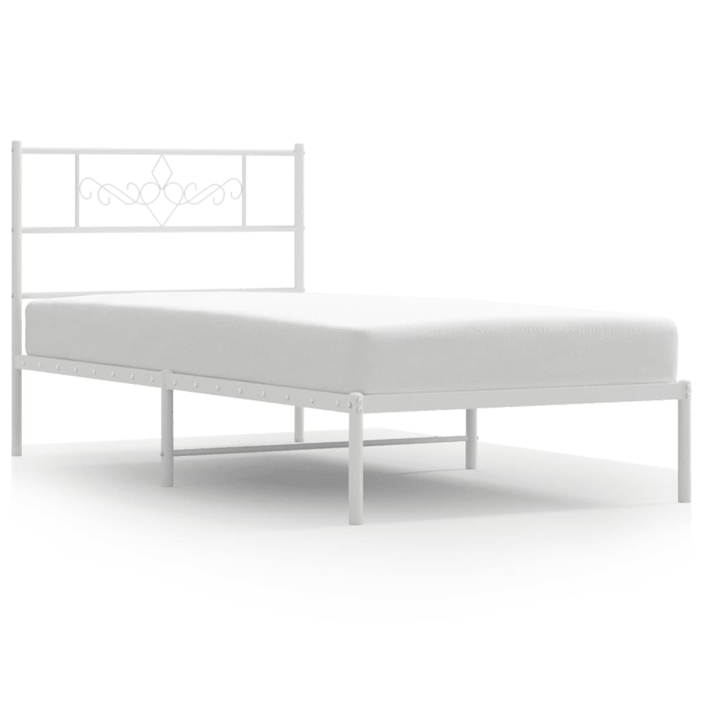 Giroletto senza Materaso con Testiera Metallo Bianco 75x190 cm | homemem39