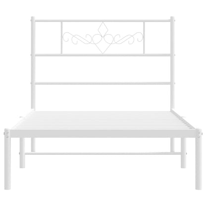 Giroletto senza Materaso con Testiera Metallo Bianco 75x190 cm | homemem39