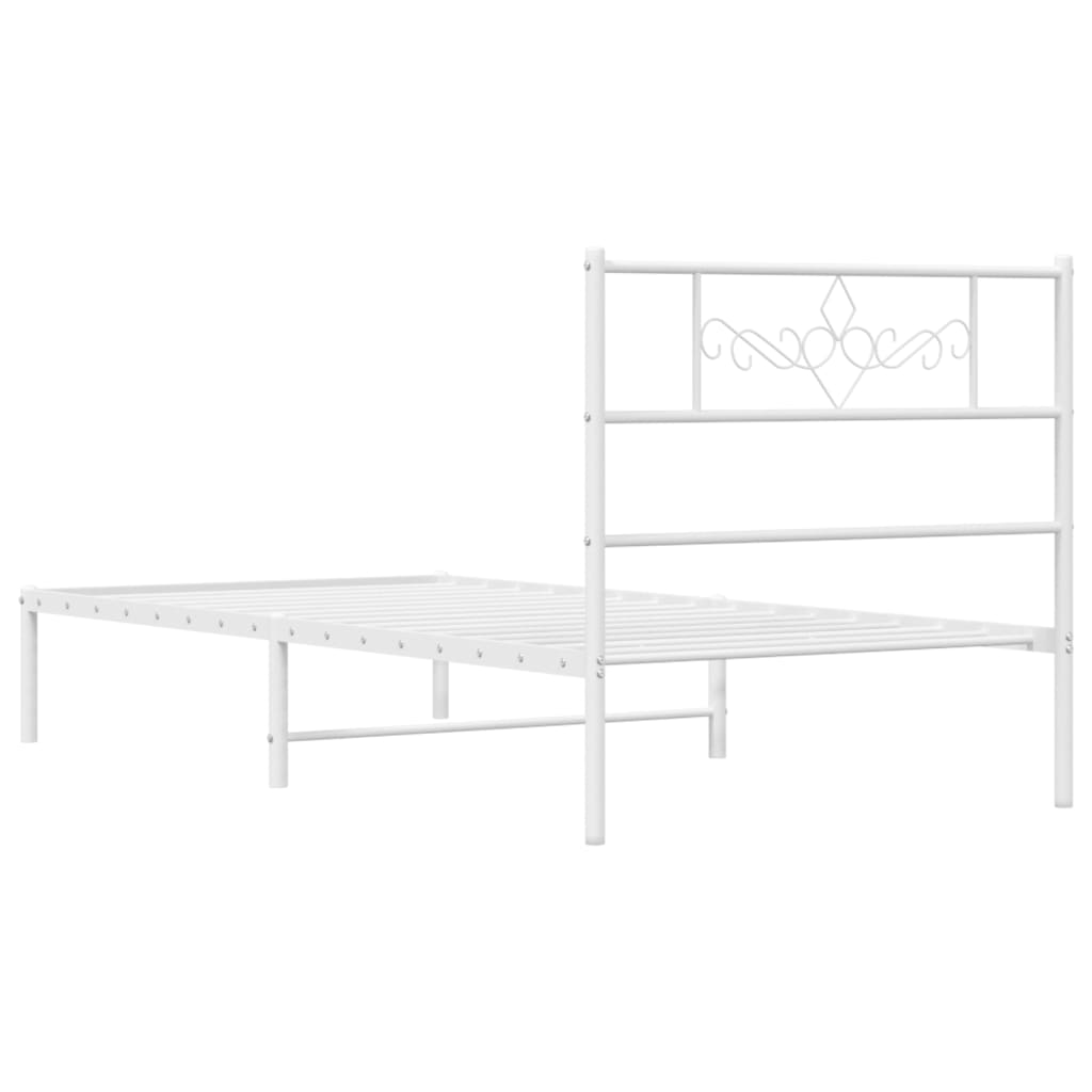 Giroletto senza Materaso con Testiera Metallo Bianco 75x190 cm | homemem39
