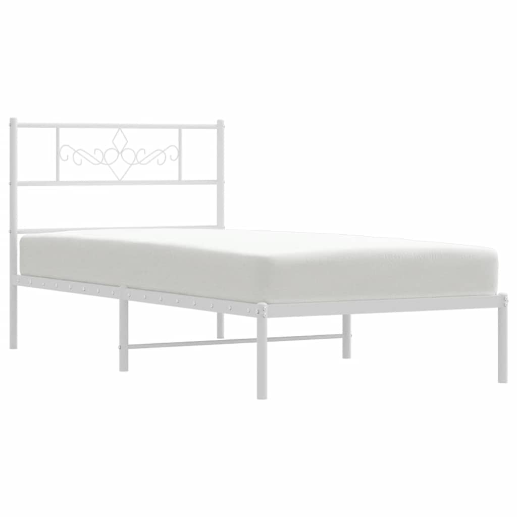Giroletto con Testiera Metallo Bianco 100x200 cm | homemem39