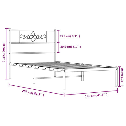 Giroletto con Testiera Metallo Bianco 100x200 cm | homemem39