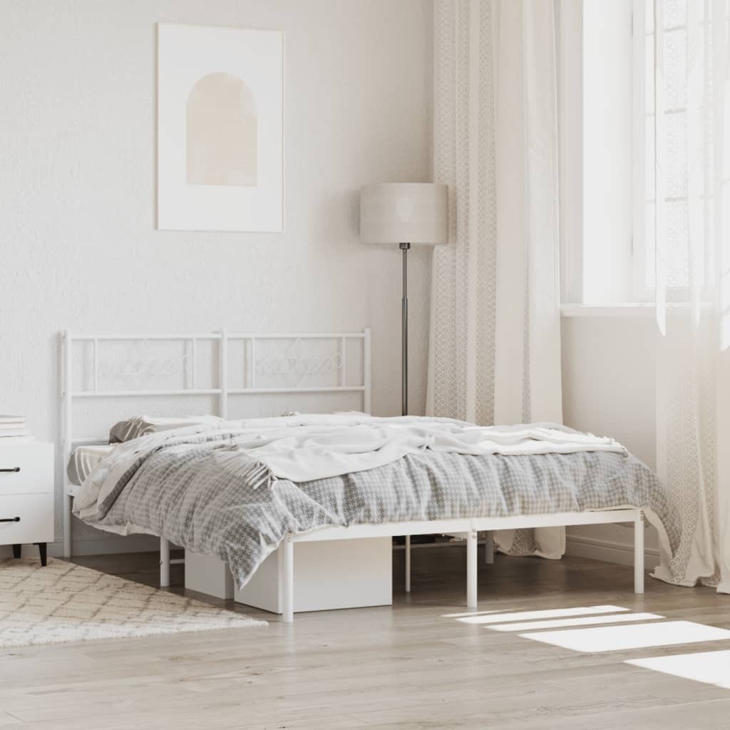 Giroletto con Testiera in Metallo Bianco 120x200 cm | homemem39