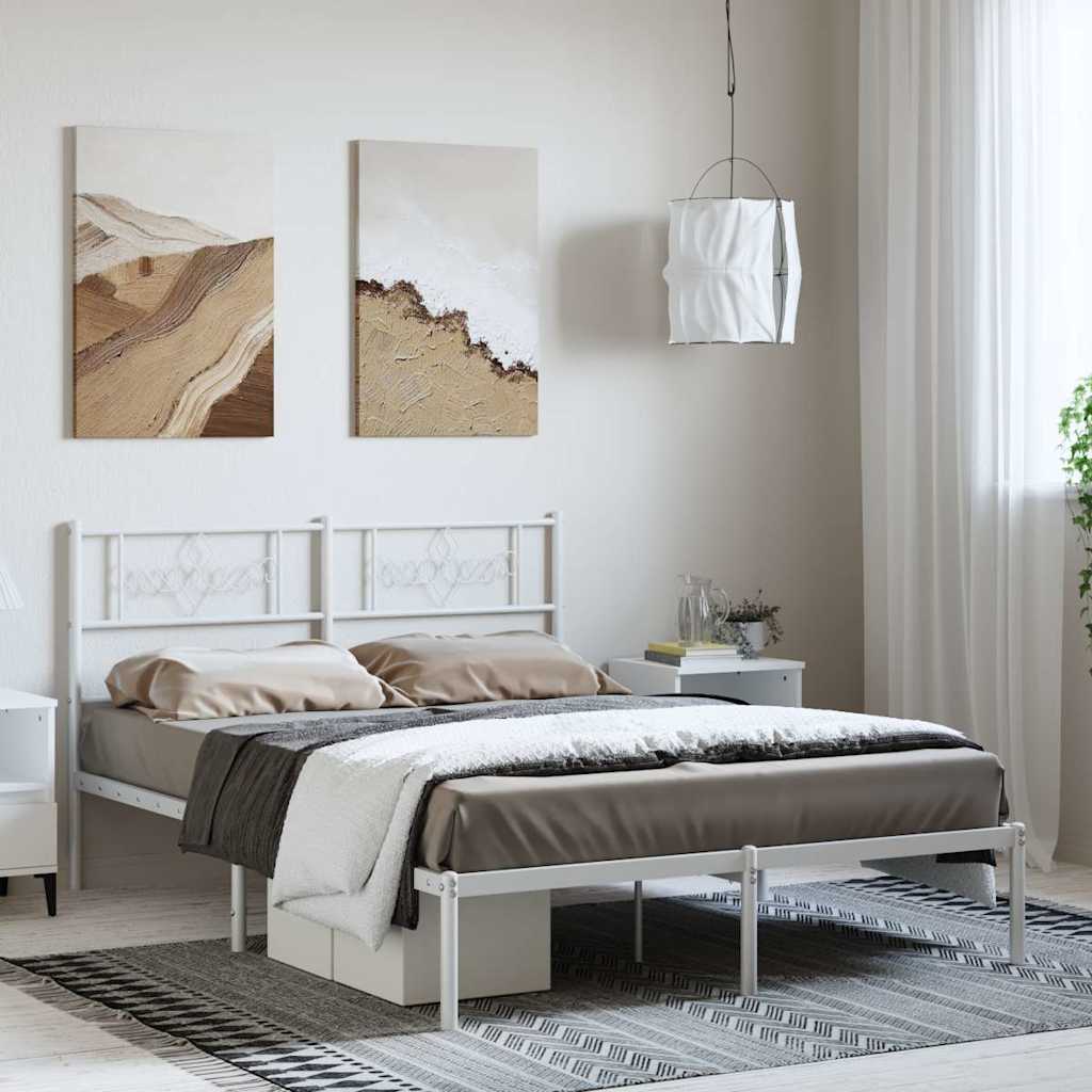 Giroletto con Testiera Metallo Bianco 135x190 cm | homemem39