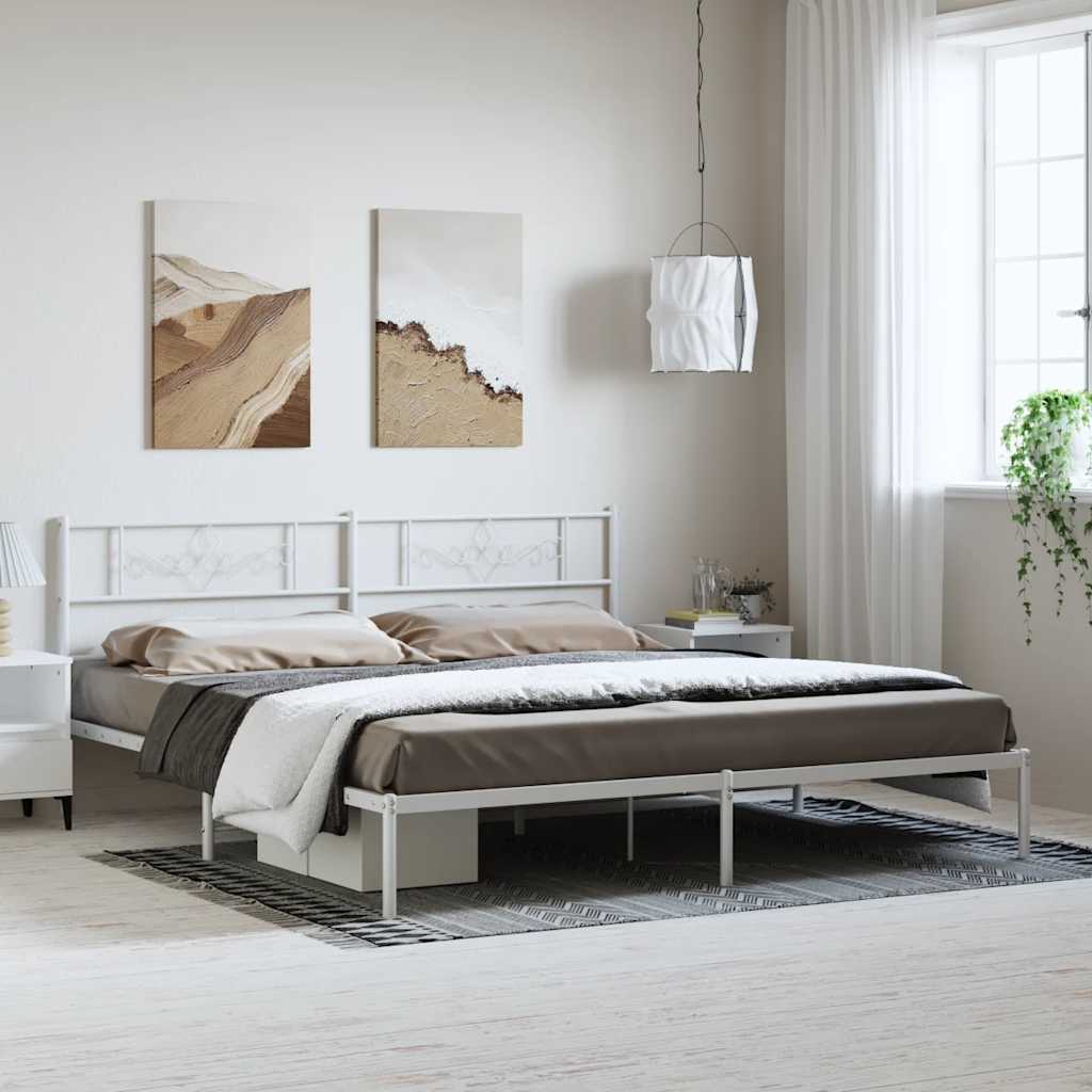 Giroletto con Testiera Metallo Bianco 183x213 cm | homemem39