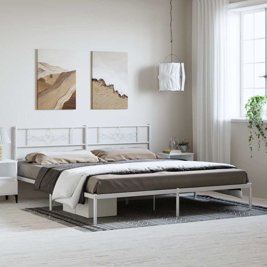 Giroletto con Testiera Metallo Bianco 183x213 cm