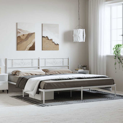 Giroletto con Testiera Metallo Bianco 193x203 cm | homemem39