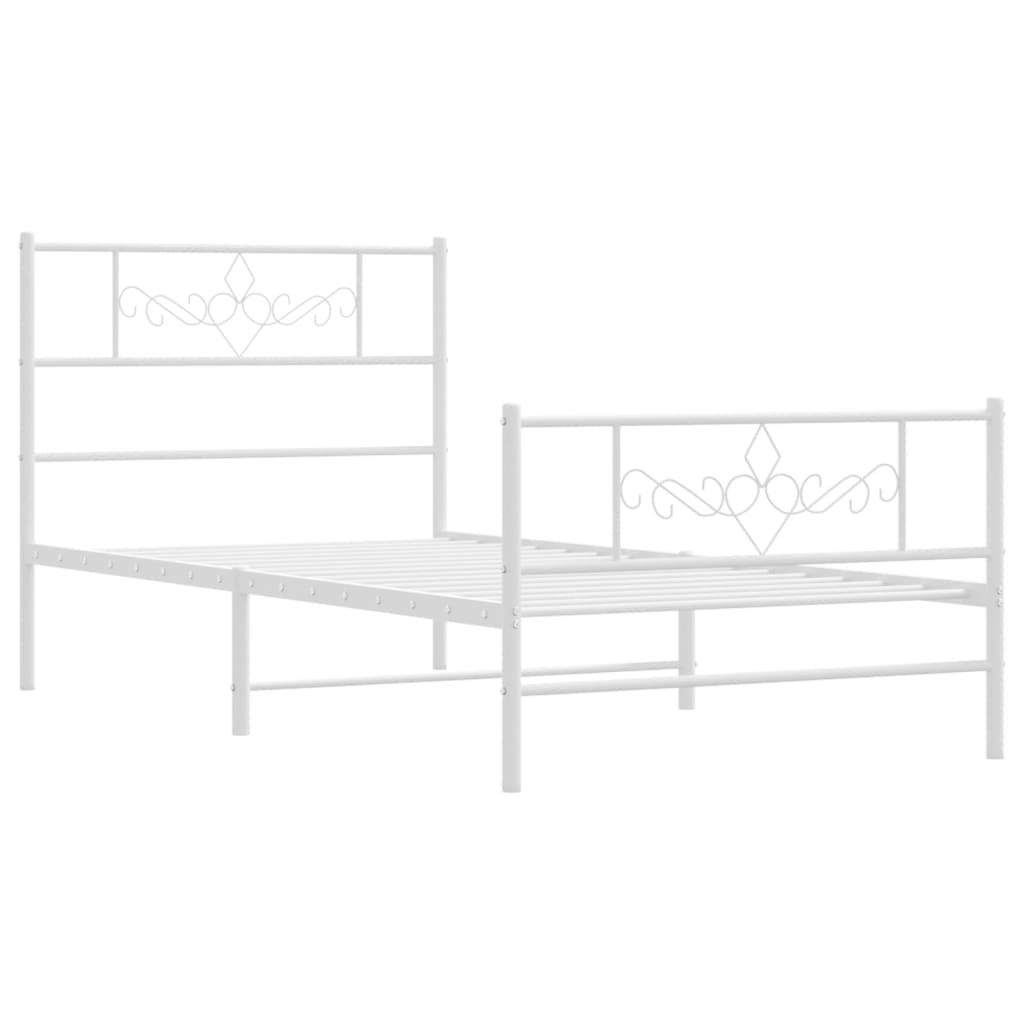Giroletto con Testiera e Pediera Metallo Bianco 75x190 cm | homemem39
