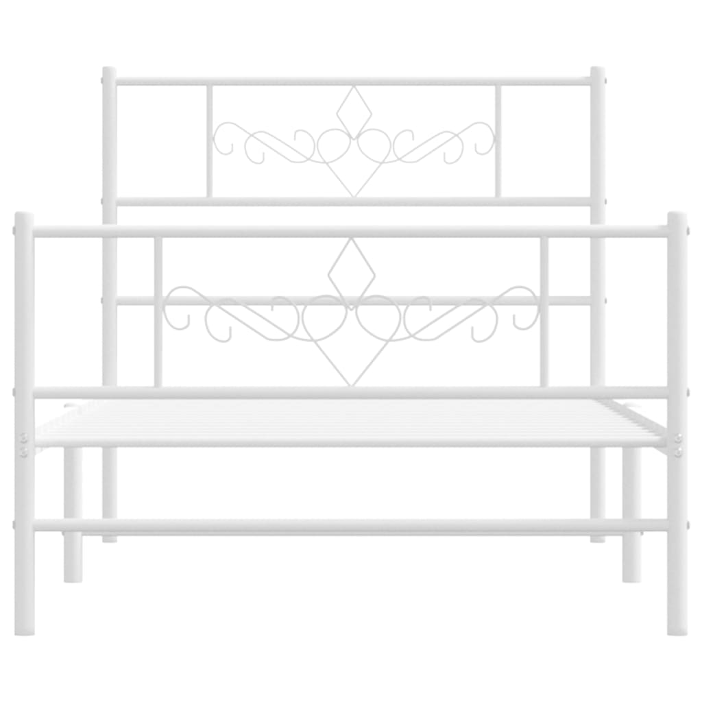 Giroletto con Testiera e Pediera Metallo Bianco 75x190 cm | homemem39