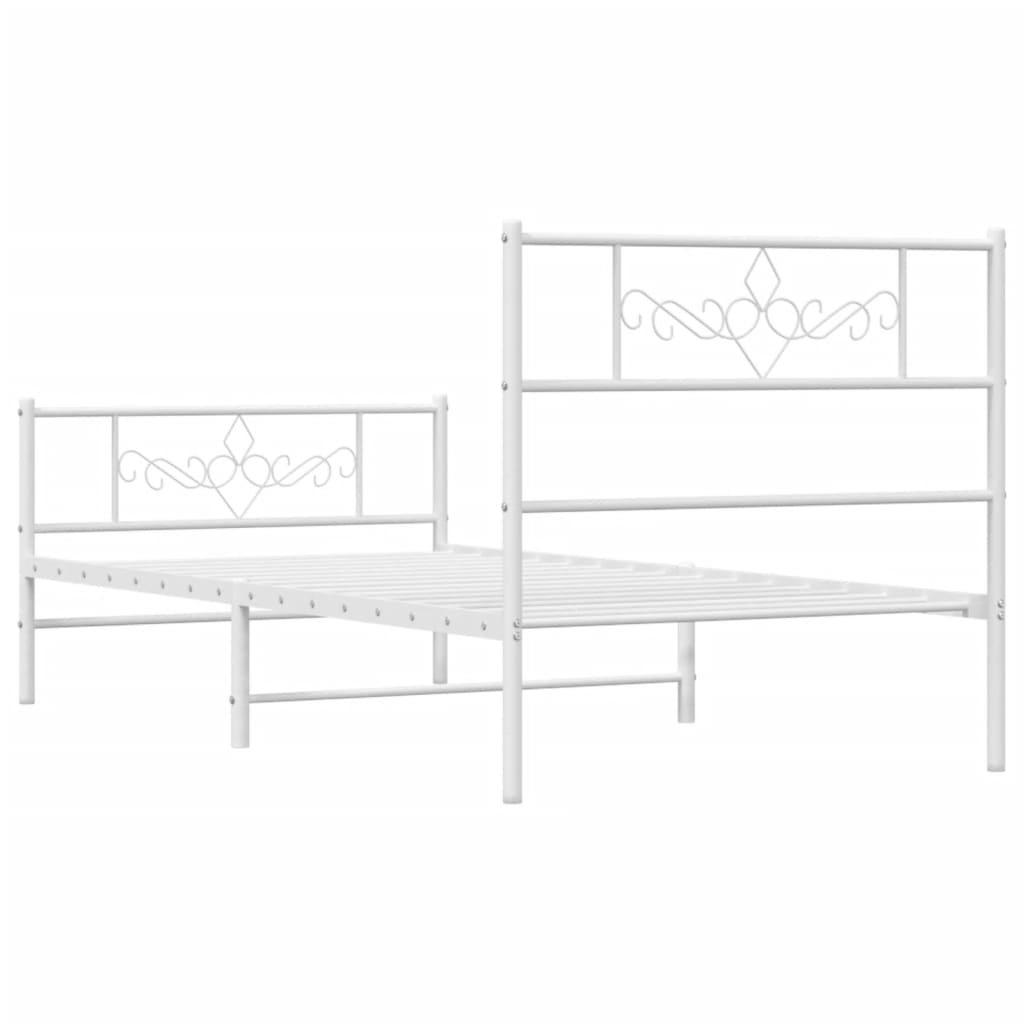 Giroletto con Testiera e Pediera Metallo Bianco 75x190 cm | homemem39