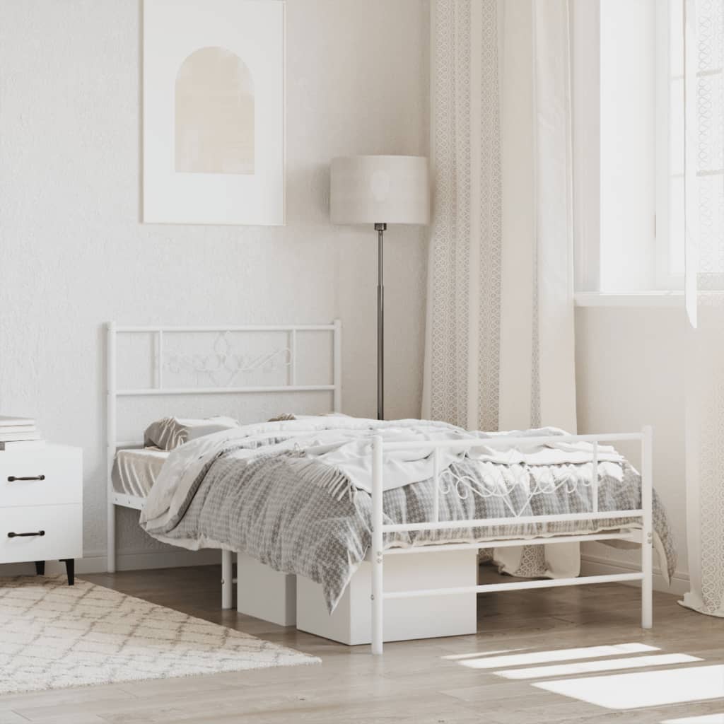 Giroletto con Testiera e Pediera Metallo Bianco 75x190 cm | homemem39