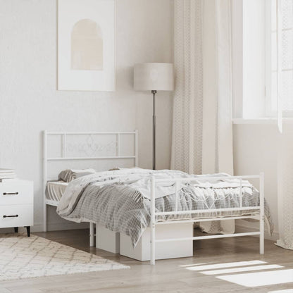 Giroletto con Testiera e Pediera Metallo Bianco 75x190 cm | homemem39