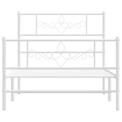 Giroletto con Testiera e Pediera Metallo Bianco 107x203 cm - homemem39