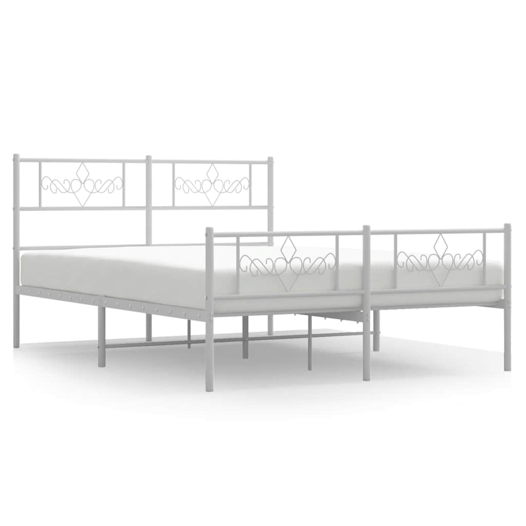 Giroletto con Testiera e Pediera Metallo Bianco 135x190 cm | homemem39