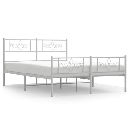 Giroletto con Testiera e Pediera Metallo Bianco 135x190 cm | homemem39