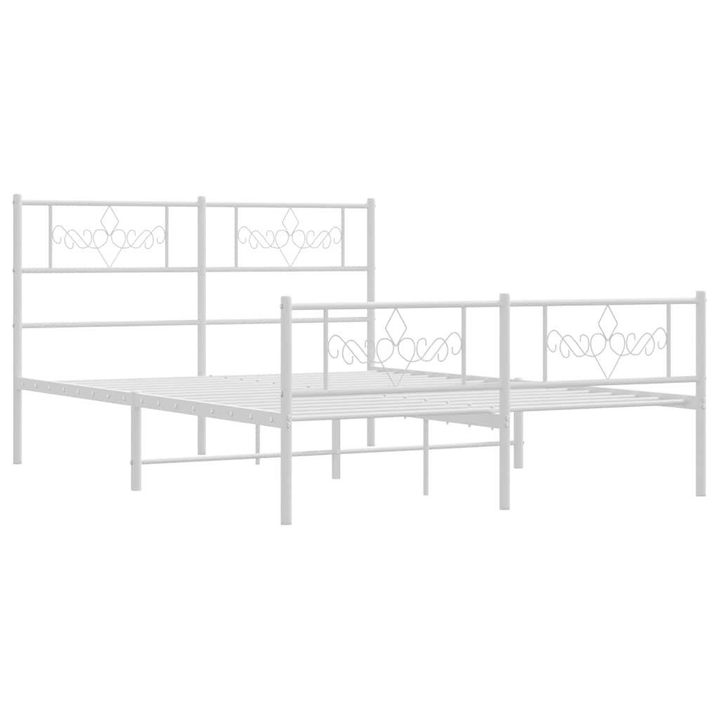 Giroletto con Testiera e Pediera Metallo Bianco 135x190 cm | homemem39