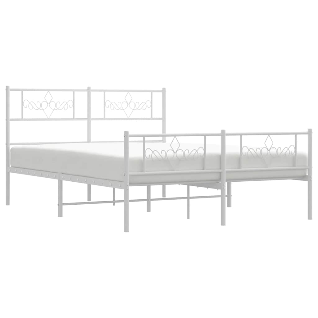 Giroletto con Testiera e Pediera Metallo Bianco 135x190 cm | homemem39
