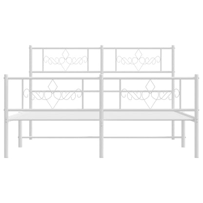 Giroletto con Testiera e Pediera Metallo Bianco 135x190 cm | homemem39