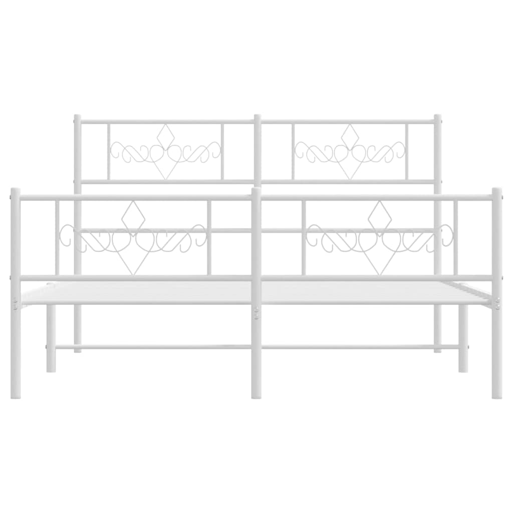 Giroletto con Testiera e Pediera Metallo Bianco 135x190 cm