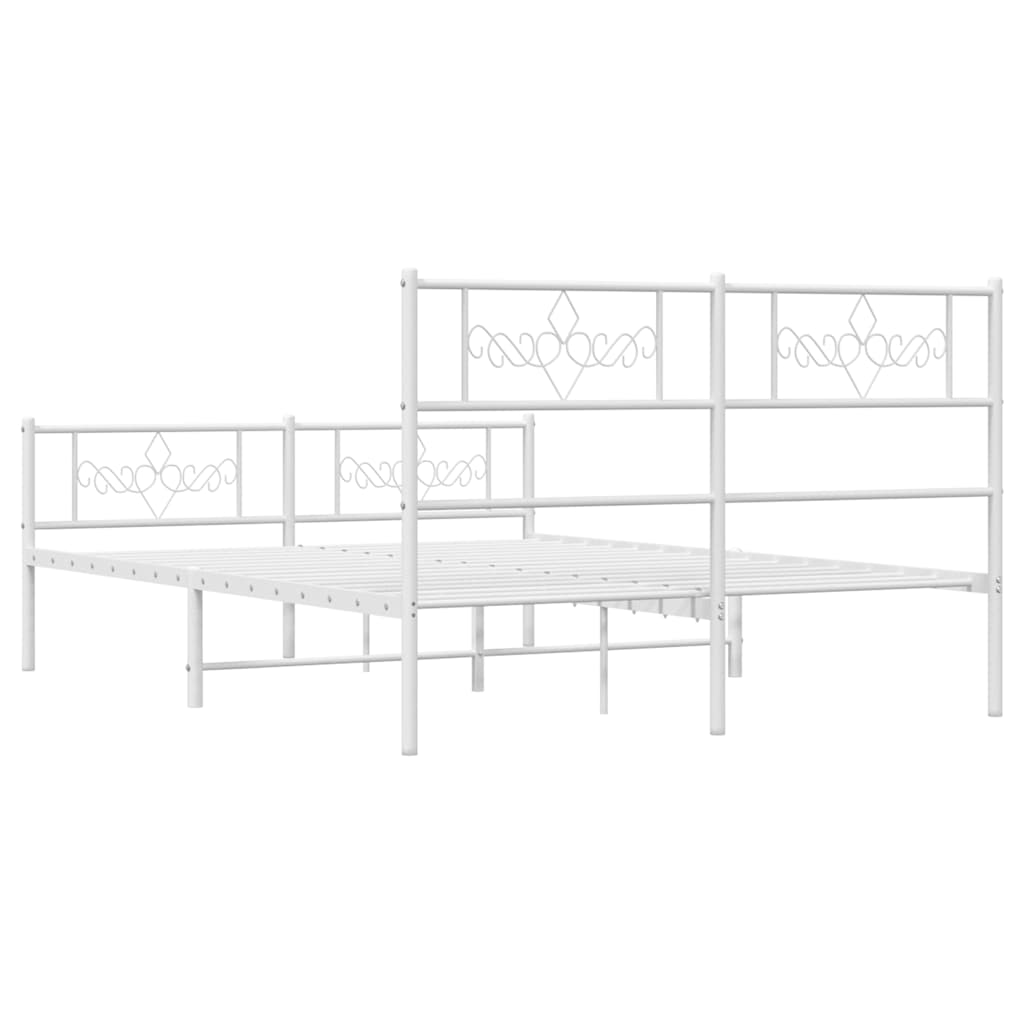 Giroletto con Testiera e Pediera Metallo Bianco 135x190 cm | homemem39