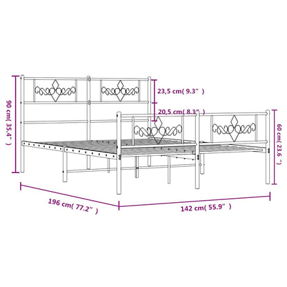 Giroletto con Testiera e Pediera Metallo Bianco 135x190 cm | homemem39