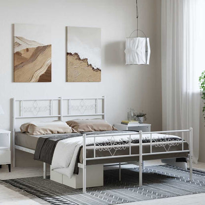 Giroletto con Testiera e Pediera Metallo Bianco 135x190 cm | homemem39