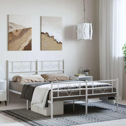 Giroletto con Testiera e Pediera Metallo Bianco 135x190 cm