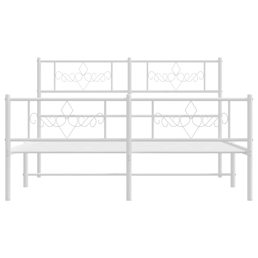 Giroletto con Testiera e Pediera Metallo Bianco 140x190 cm | homemem39