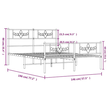Giroletto con Testiera e Pediera Metallo Bianco 140x190 cm | homemem39