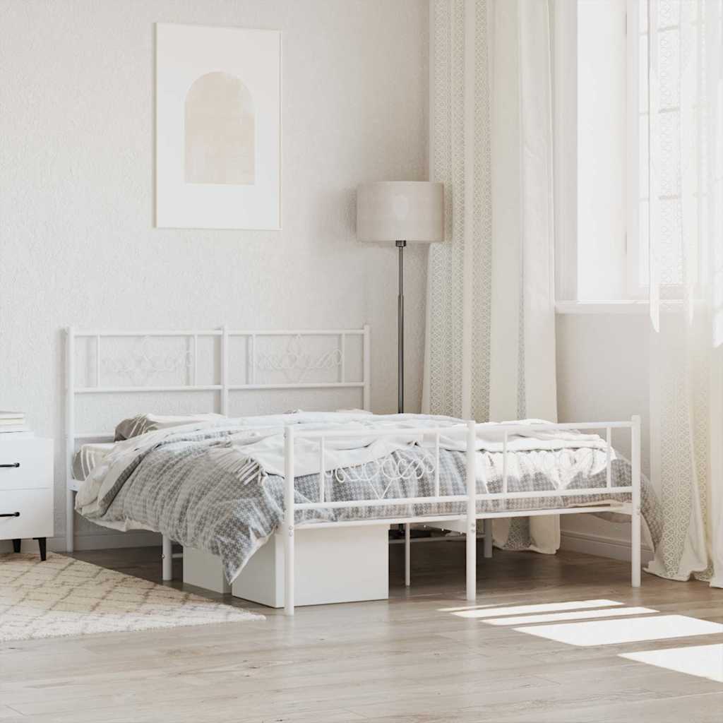 Giroletto con Testiera e Pediera Metallo Bianco 140x190 cm | homemem39