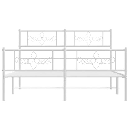 Giroletto con Testiera e Pediera Metallo Bianco 150x200 cm - homemem39