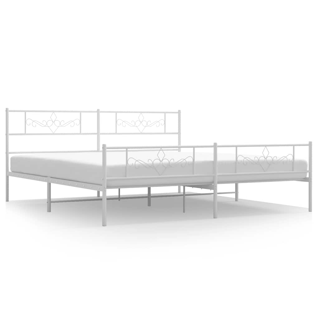 Giroletto con Testiera e Pediera Metallo Bianco 183x213 cm | homemem39