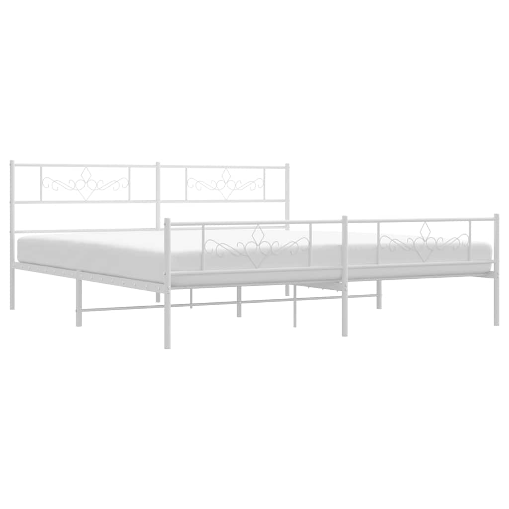 Giroletto con Testiera e Pediera Metallo Bianco 183x213 cm | homemem39