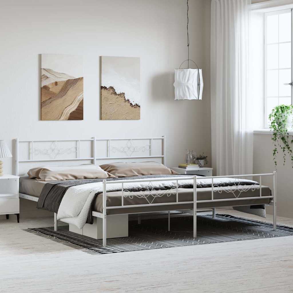 Giroletto con Testiera e Pediera Metallo Bianco 183x213 cm | homemem39