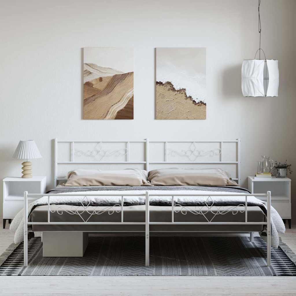 Giroletto con Testiera e Pediera Metallo Bianco 193x203 cm
