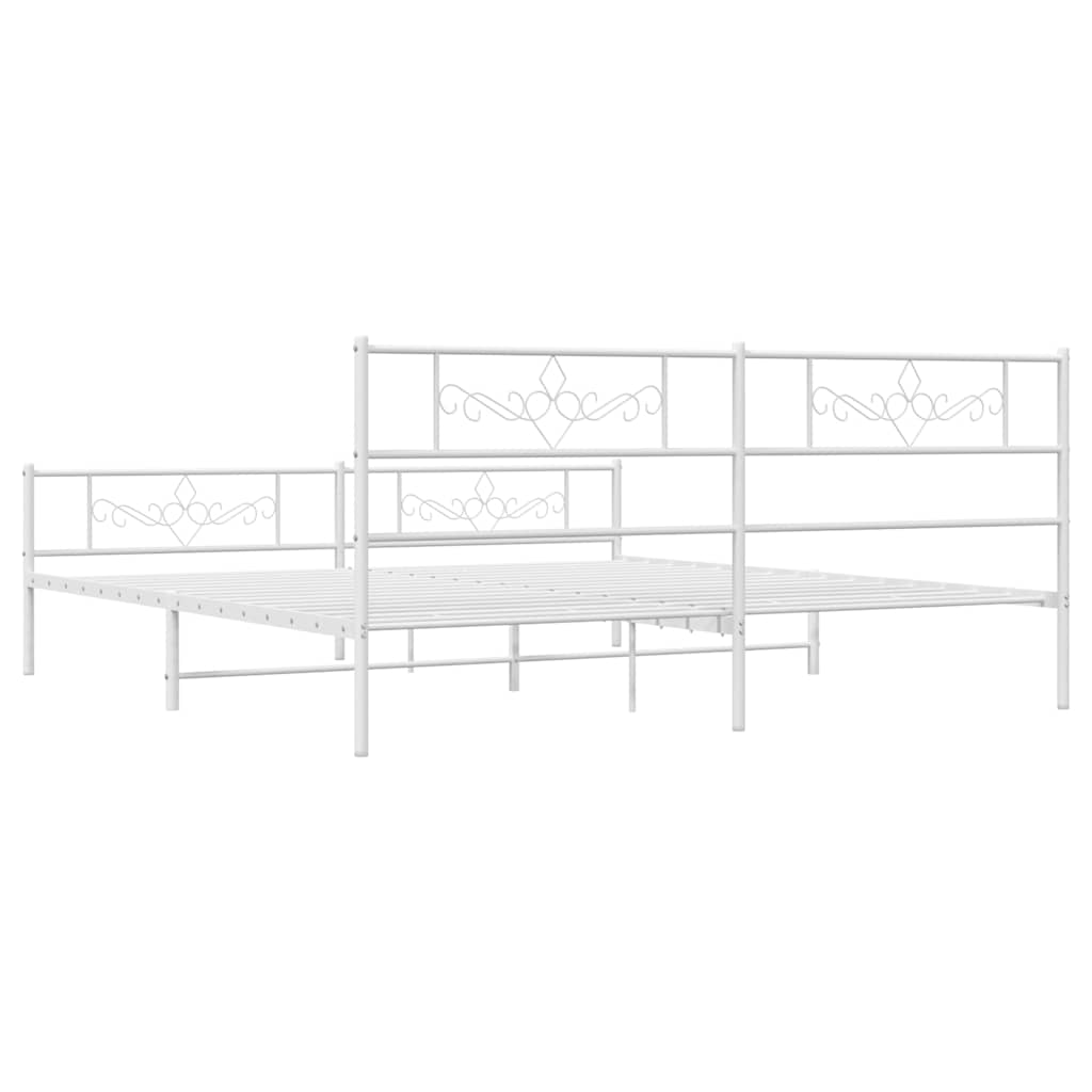 Giroletto con Testiera e Pediera Metallo Bianco 193x203 cm