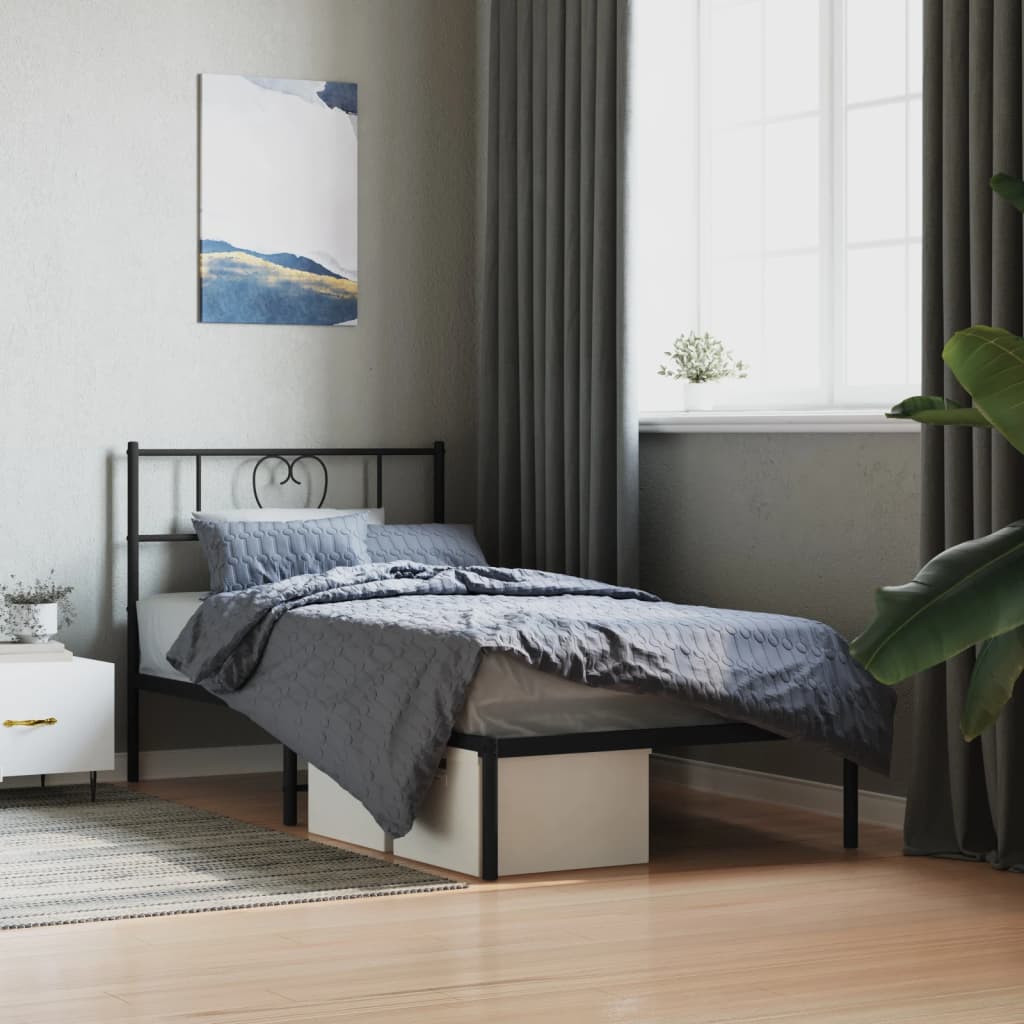 Giroletto con Testiera in Metallo Nero 75x190 cm | homemem39