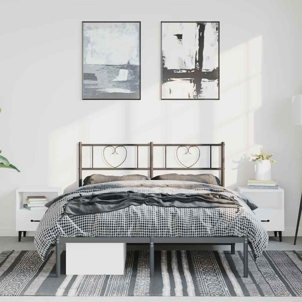 Giroletto con Testiera in Metallo Nero 150x200 cm