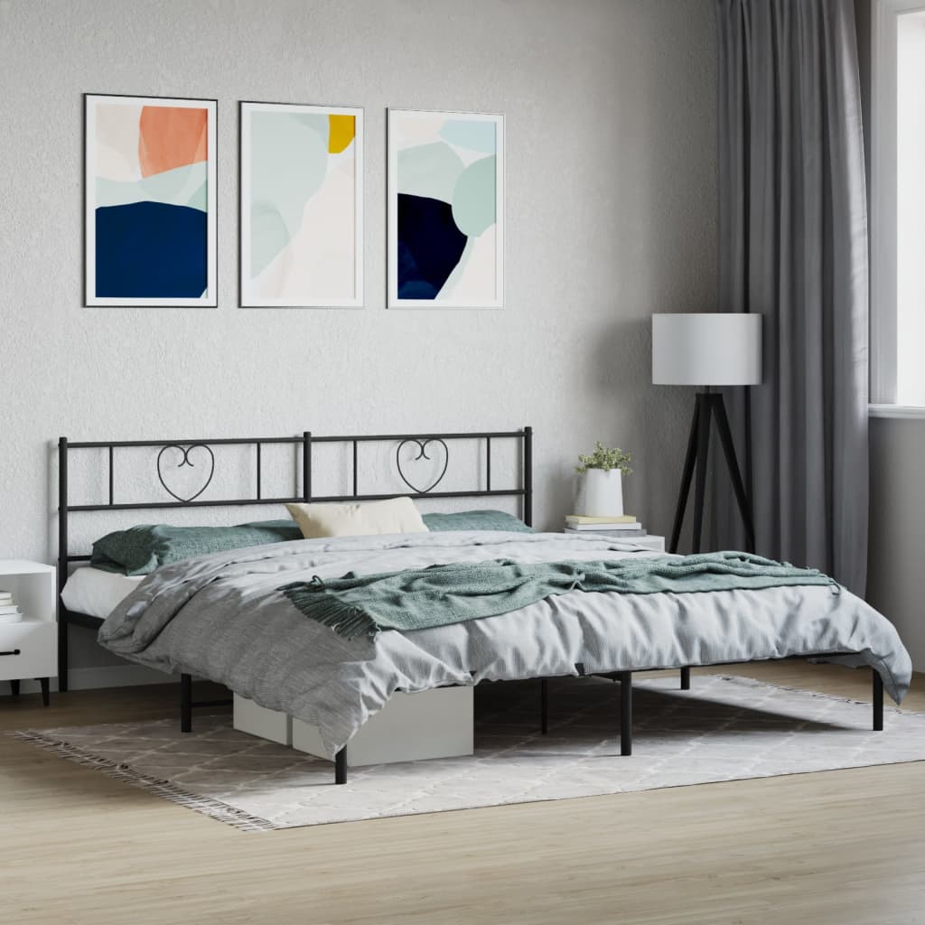 Giroletto con Testiera in Metallo Nero 200x200 cm | homemem39