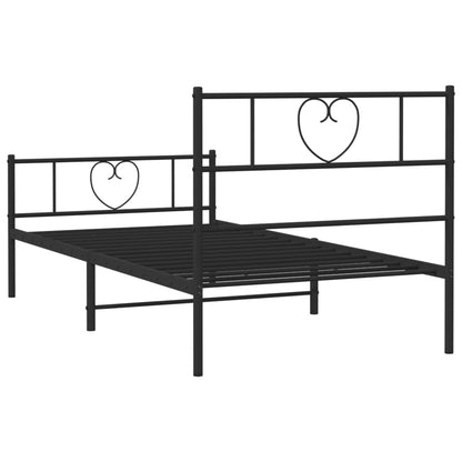 Giroletto con Testiera e Pediera Metallo Nero 75x190 cm - homemem39