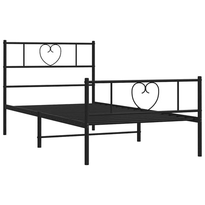 Giroletto con Testiera e Pediera Metallo Nero 100x190 cm