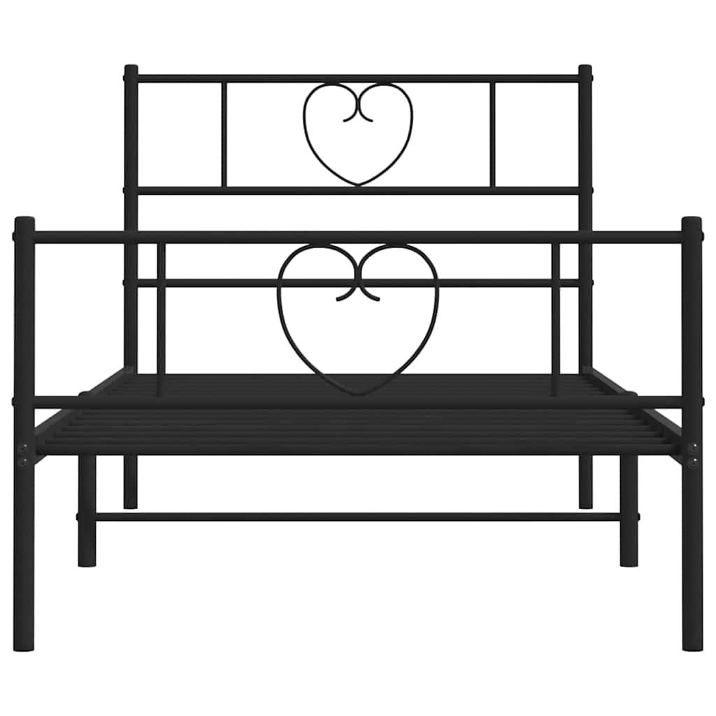 Giroletto con Testiera e Pediera Metallo Nero 100x200 cm