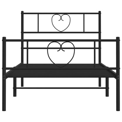 Giroletto con Testiera e Pediera Metallo Nero 100x200 cm