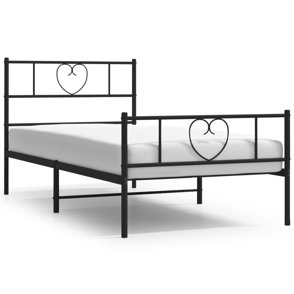 Giroletto con Testiera e Pediera Metallo Nero 107x203 cm | homemem39