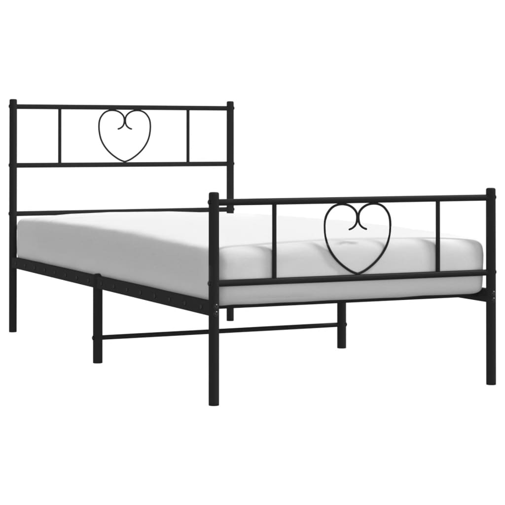 Giroletto con Testiera e Pediera Metallo Nero 107x203 cm | homemem39