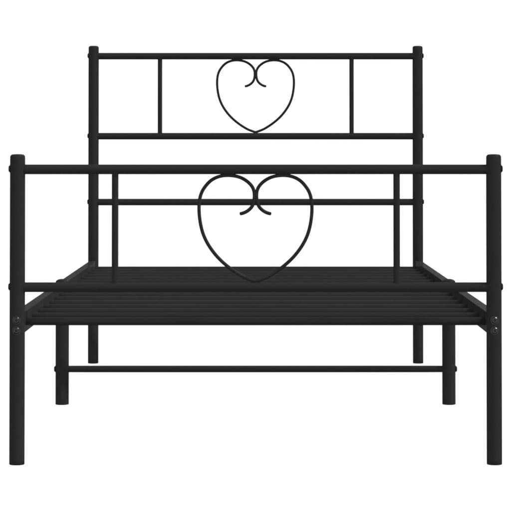 Giroletto con Testiera e Pediera Metallo Nero 107x203 cm | homemem39